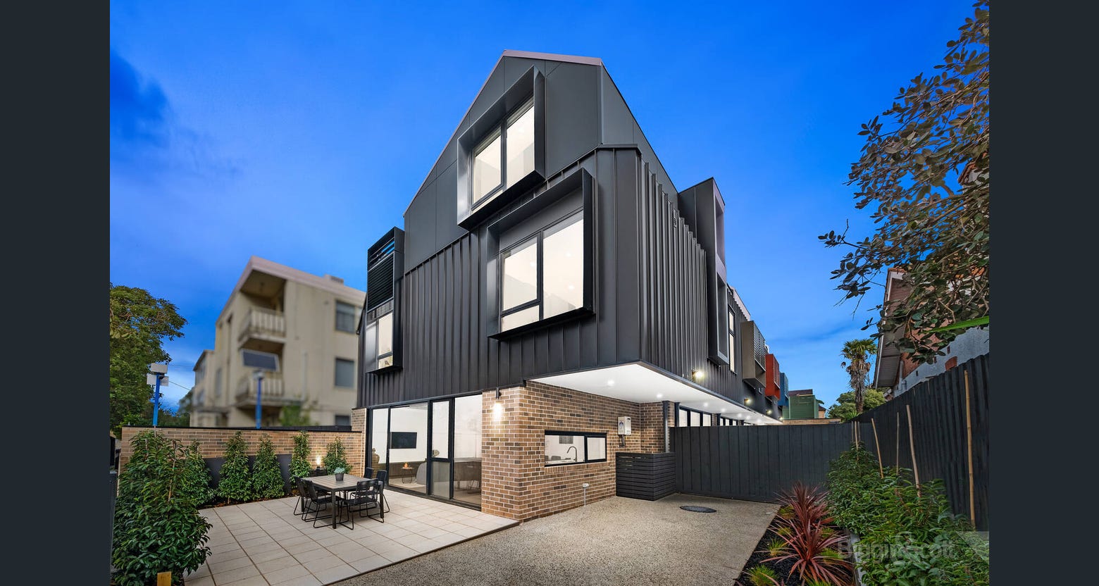 dual occupancy developments Bayside Melbourne town house black and brick